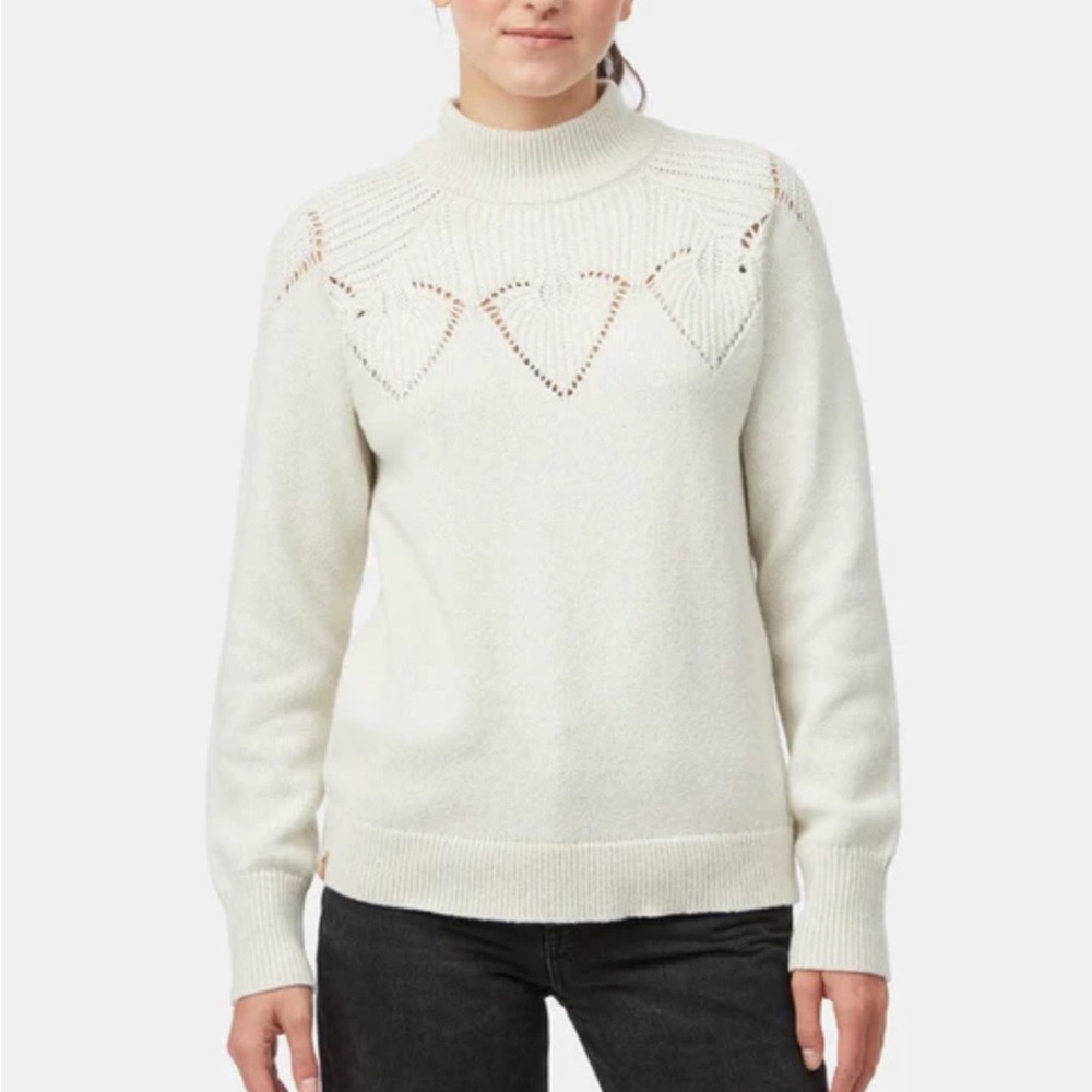 Ten Tree Highline Pointelle Turtleneck Sweater Elm White NWOT Size Large